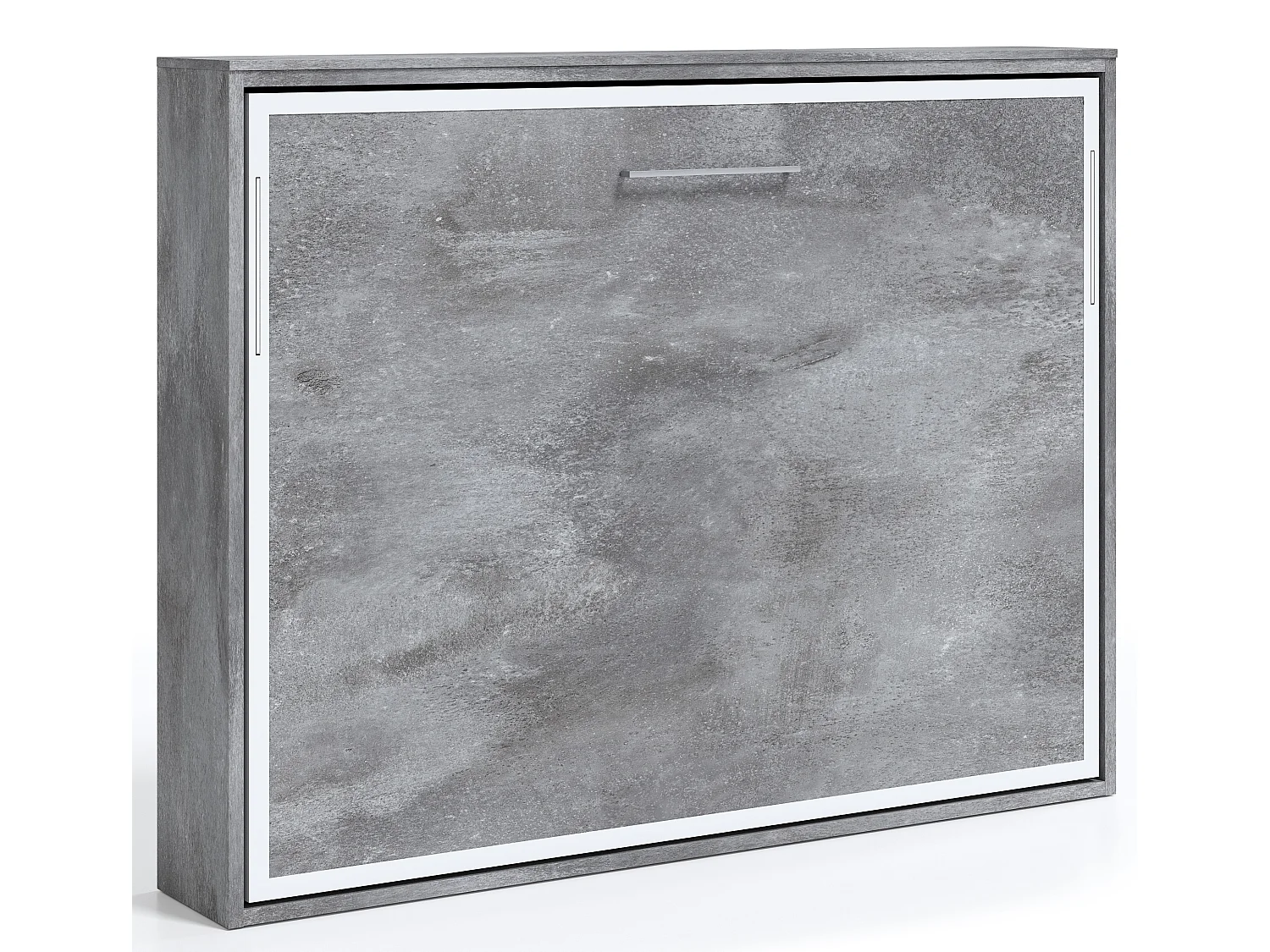 Lit escamotable horizontal 160x200 Angelina-Avec matelas-Cadre Gris ciment-Façade Gris ciment