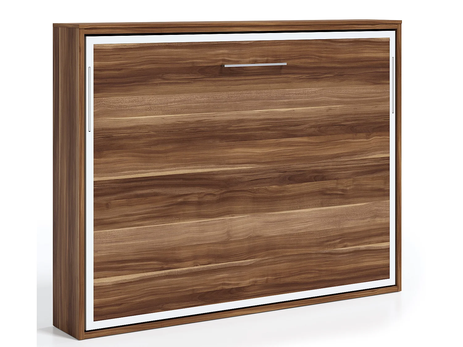 Lit escamotable horizontal 90x190 Angelina-Avec matelas-Cadre Blanc-Façade Blanche