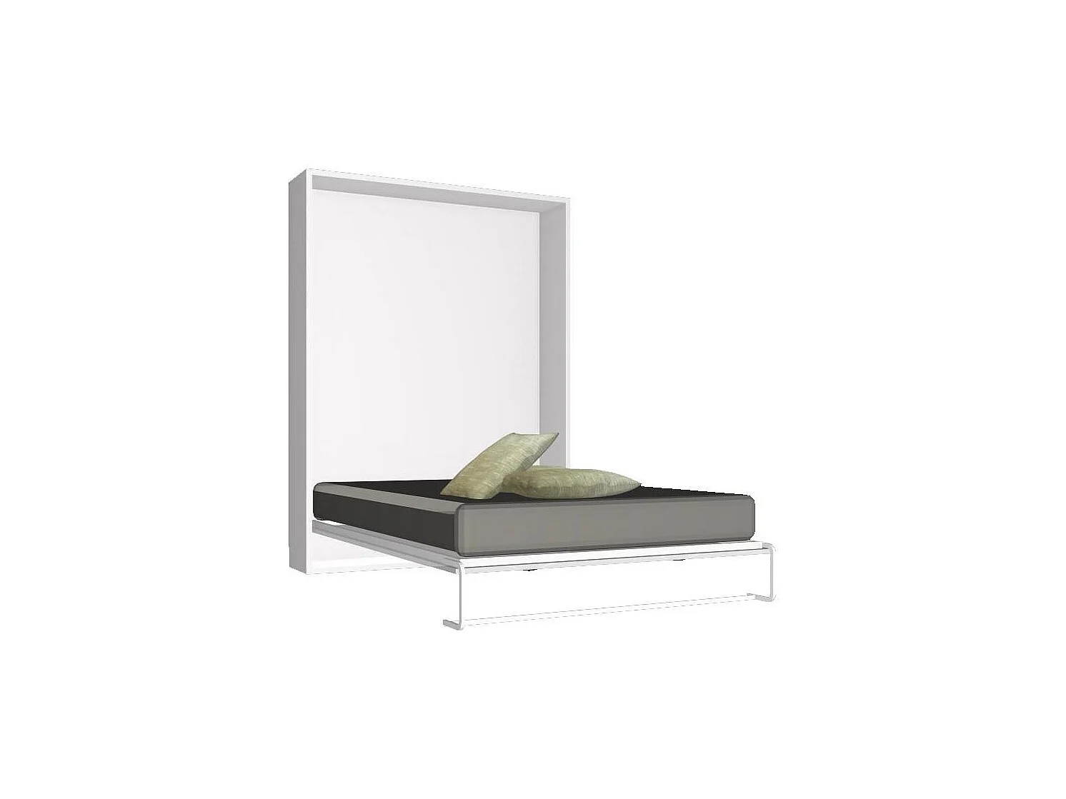 Lit escamotable vertical avec étagères intérieures PAOLA-Avec matelas-90x190-Cadre Blanc-Façade Blanche