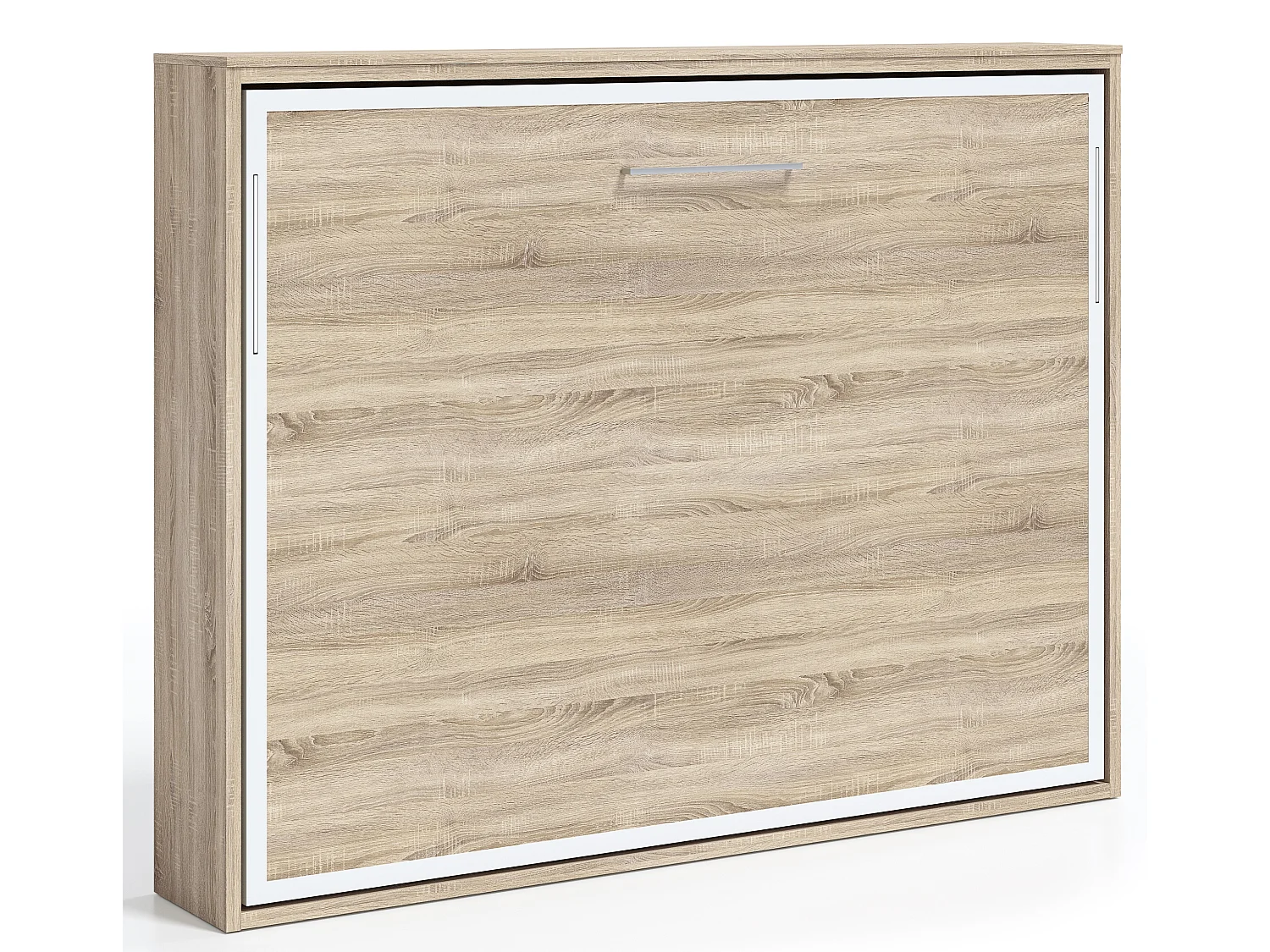 Lit escamotable horizontal 90x190 Angelina-Avec matelas-Cadre Ebene-Façade Ebène