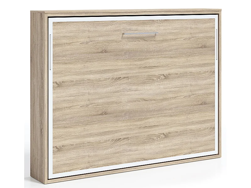 Lit escamotable horizontal 140x190 Angelina-Avec matelas-Encadrement Cambrian-Façade Cambrian