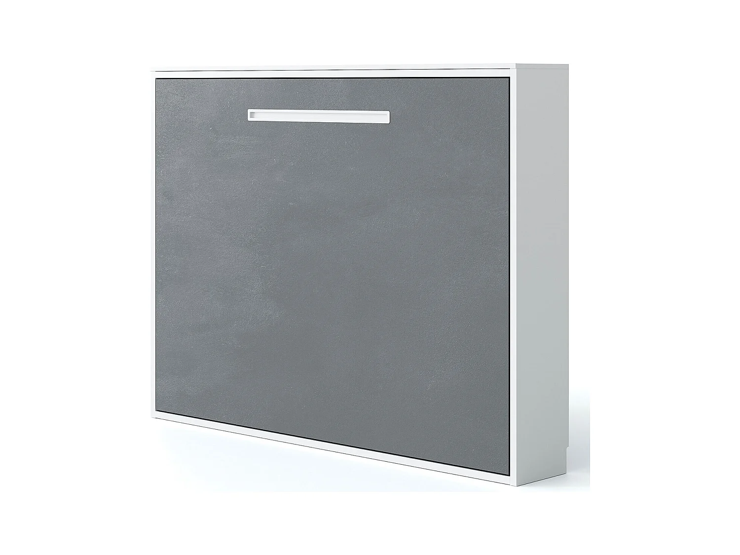 Lit escamotable horizontal 90x190 Molane-Avec matelas-Encadrement Blanc-Façade Blanche