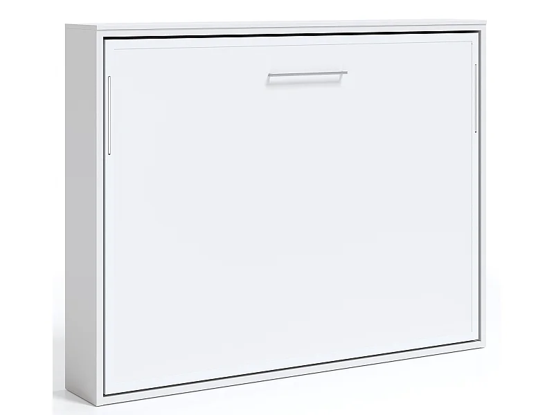 Lit escamotable horizontal 90x190 Angelina-Encadrement Blanc-Façade Blanche