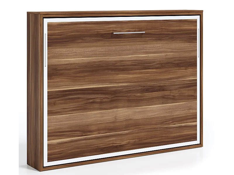 Lit escamotable horizontal 140x190 Angelina-Avec matelas-Encadrement Ebene-Façade Ebène