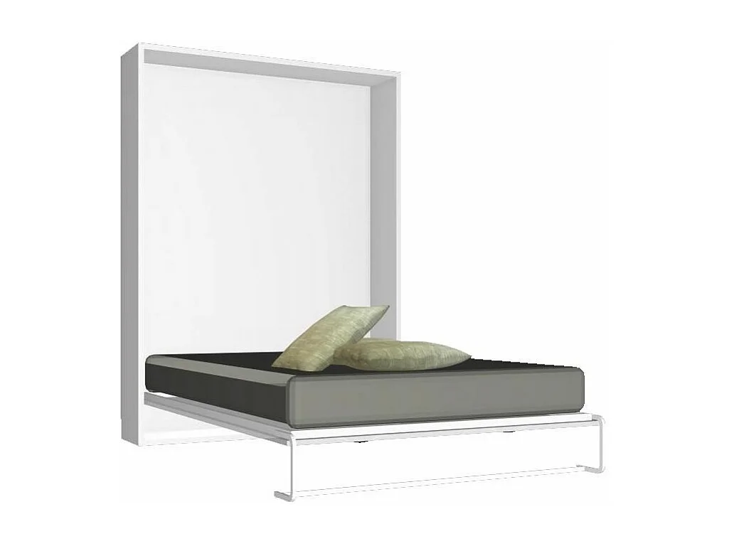 Cama abatible vertical Paola 160x200 cm con estantes interiores - Profundidad 45 cm Colchón de espuma de 18 cm 3D Roble Antracita-Encofrado Blanco-Frente Blanche