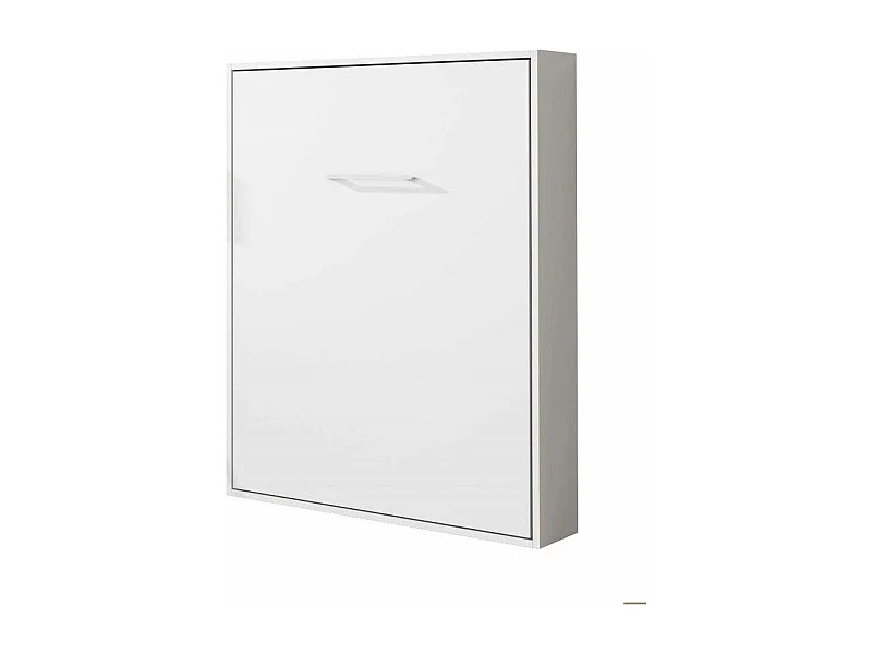 Lit escamotable vertical 160x200 avec étagères intérieures Paola-Encadrement Blanc-Façade Blanche