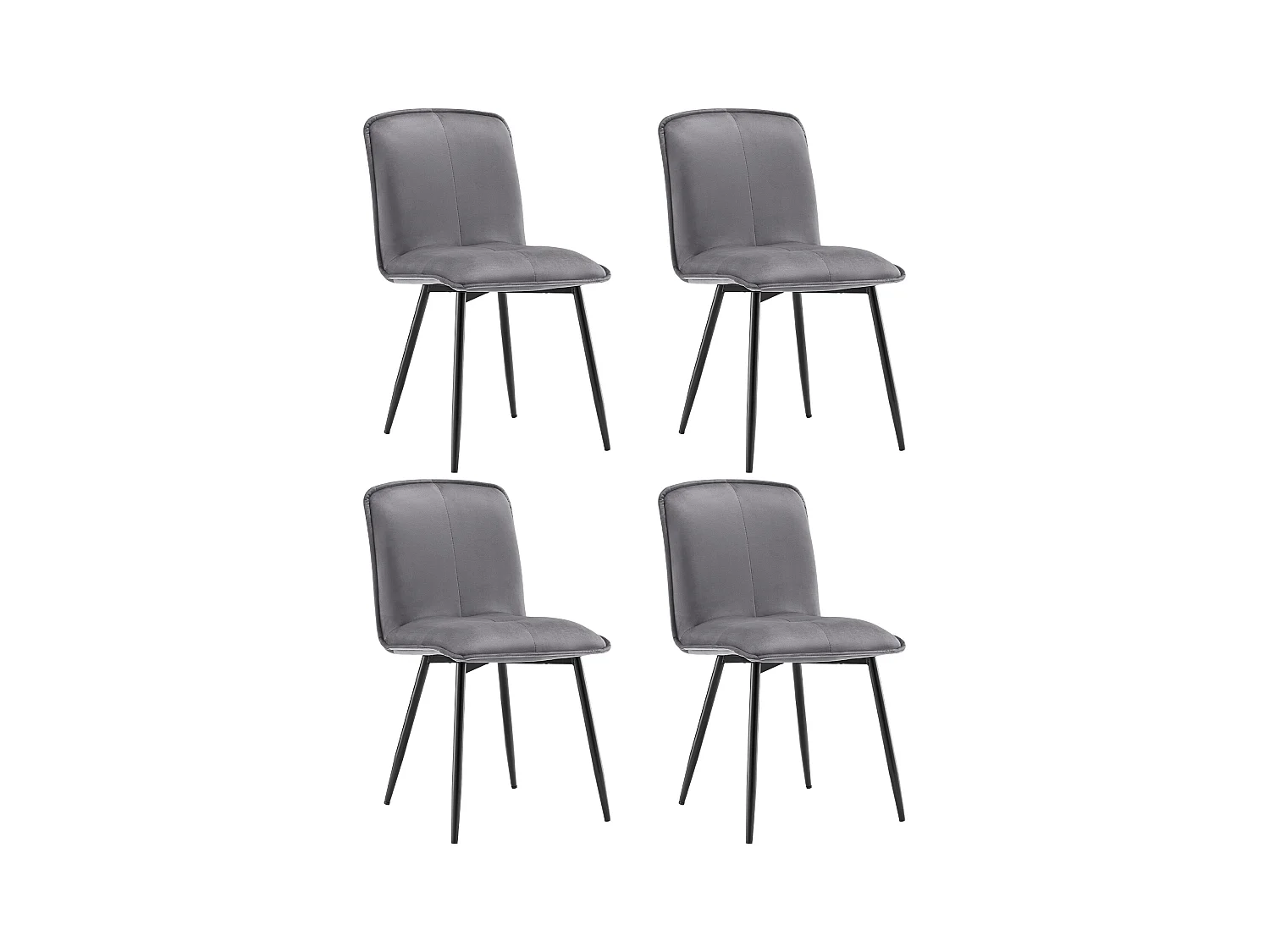 Chaise Salle à Manger, 4 Pièces, Velours, Pieds En Métal, Gris