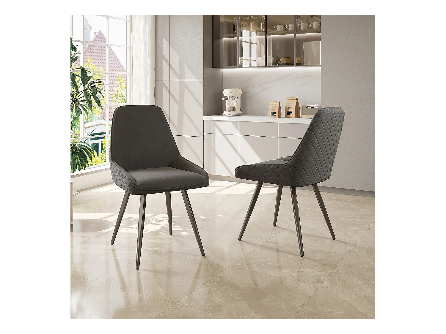Eetkamerstoelen met rugleuning (2 stuks), keukenstoel