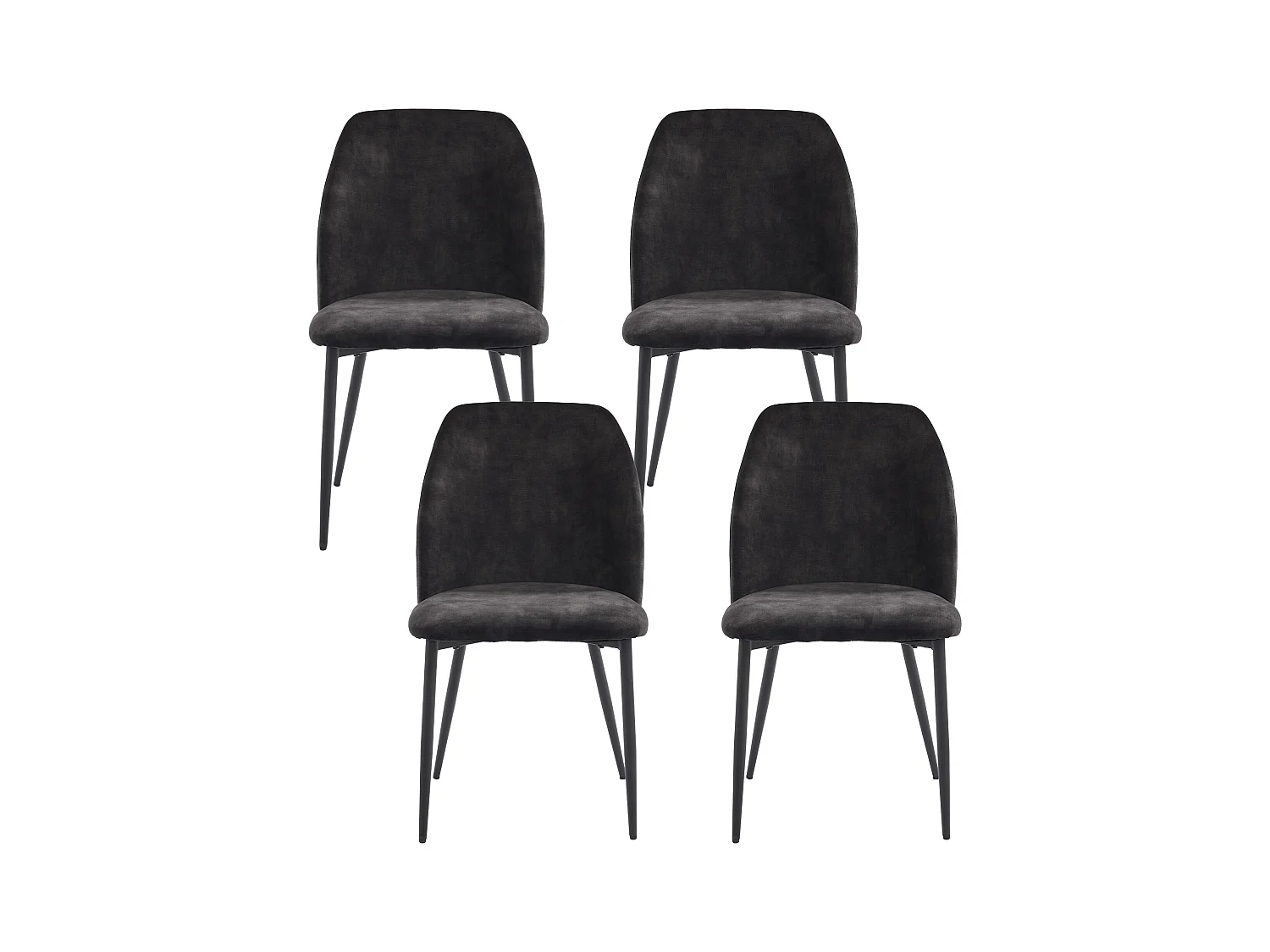 Chaise Salle à Manger, 2 Pièces, Pieds Métalliques, Noir