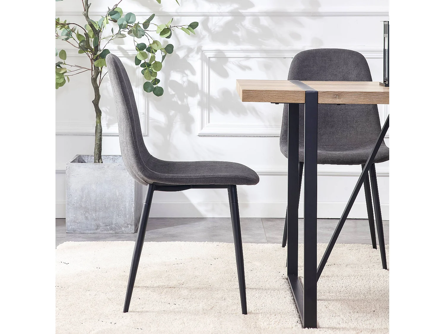 Lotto di 4 chaise longue in suede ergonomiche pieds metal stile vintage per sala da pranzo 43×40×87.5cm