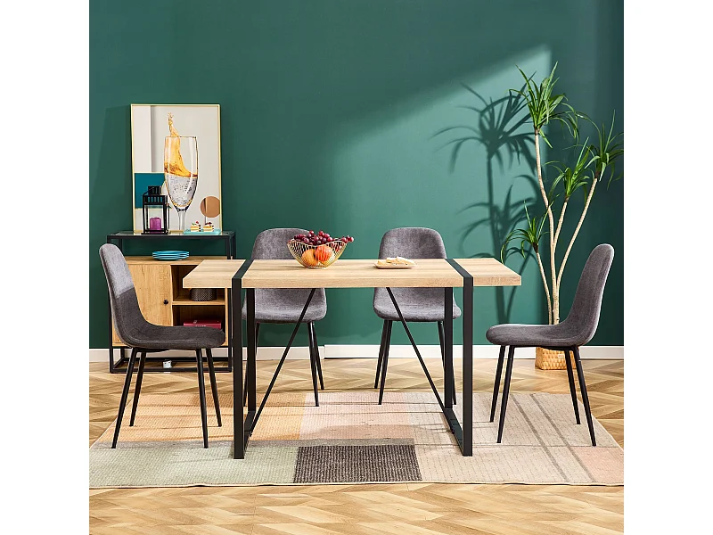 Lotto di 4 chaise longue in suede ergonomiche pieds metal stile vintage per sala da pranzo 43×40×87.5cm