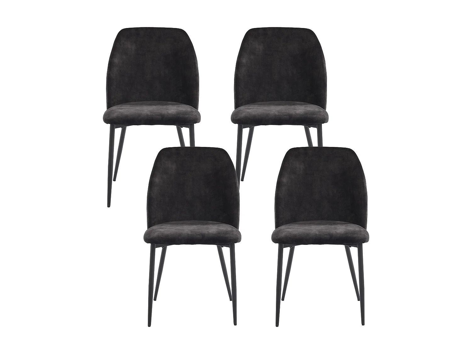 Chaise Salle à Manger, 4 Pièces, Pieds Métalliques, Gris Foncé