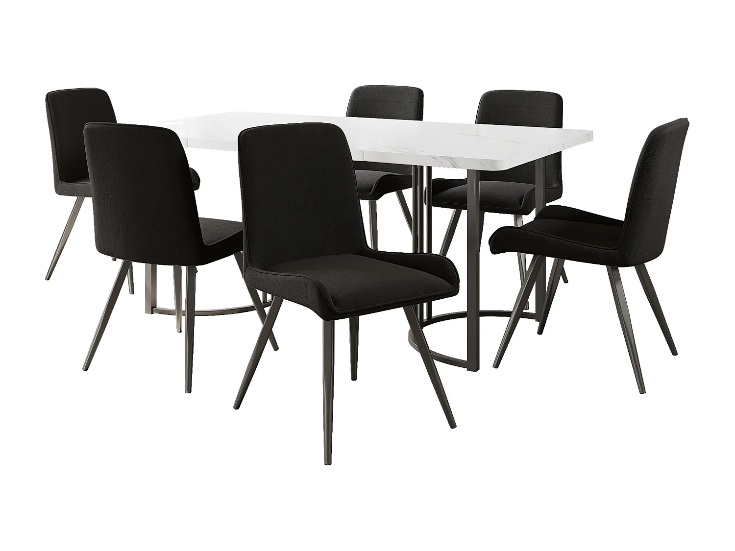 Chaise Salle à Manger, 6 Pièces, Pieds Métalliques, Noir