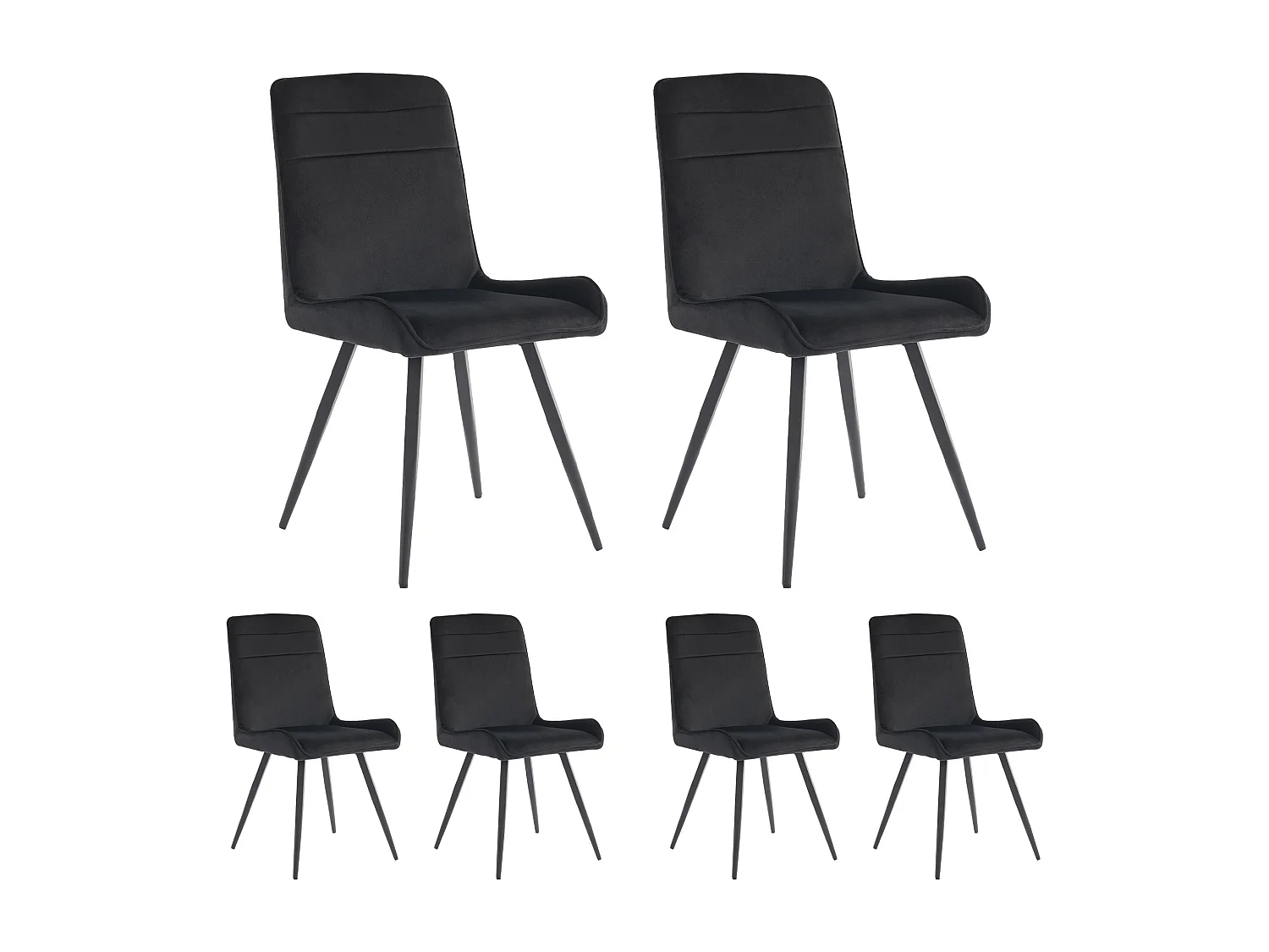 Chaise Salle à Manger, 6 Pièces, Pieds Métalliques, Noir