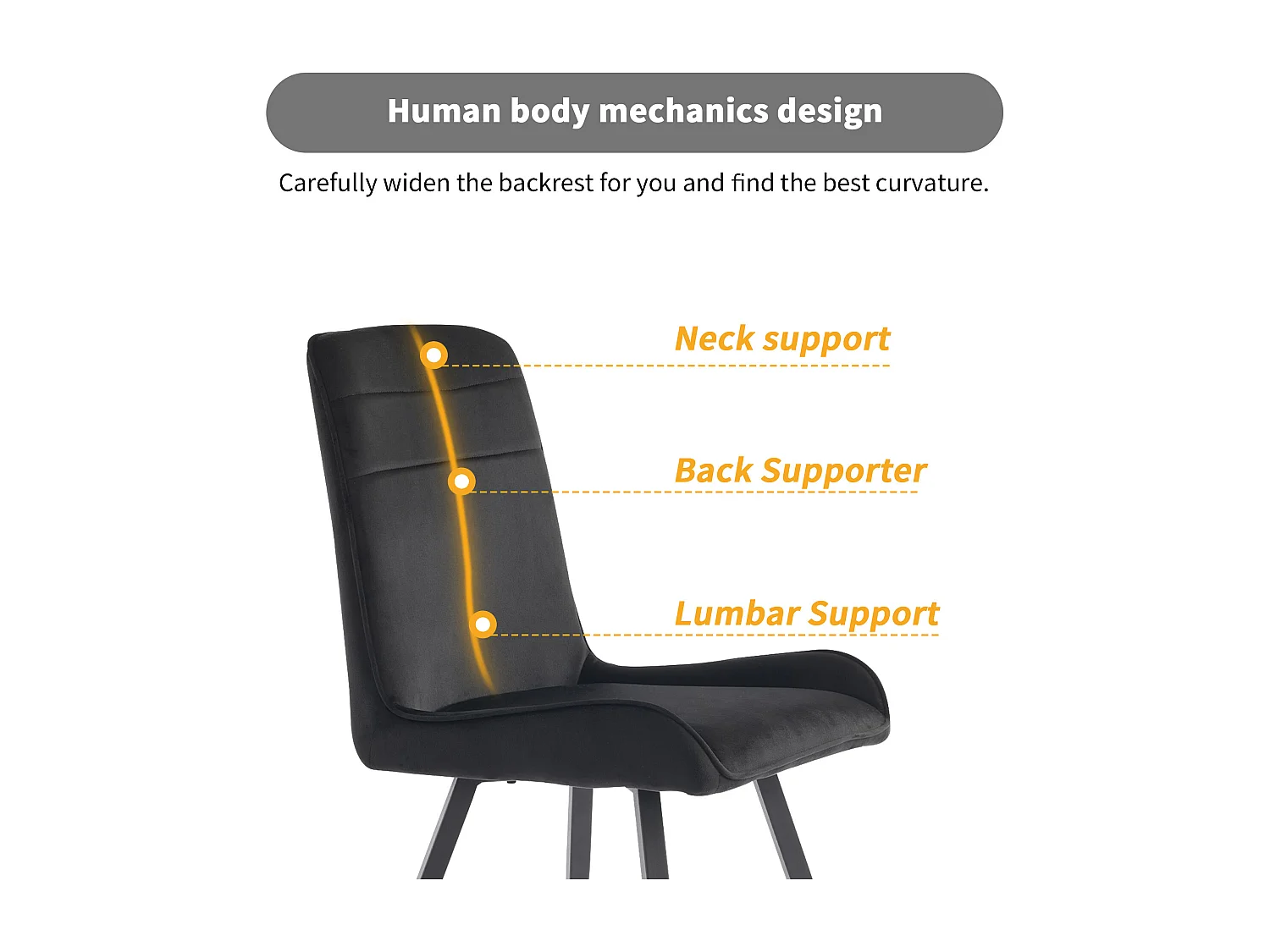 Chaise Salle à Manger, 2 Pièces, Pieds En Métal, Noir