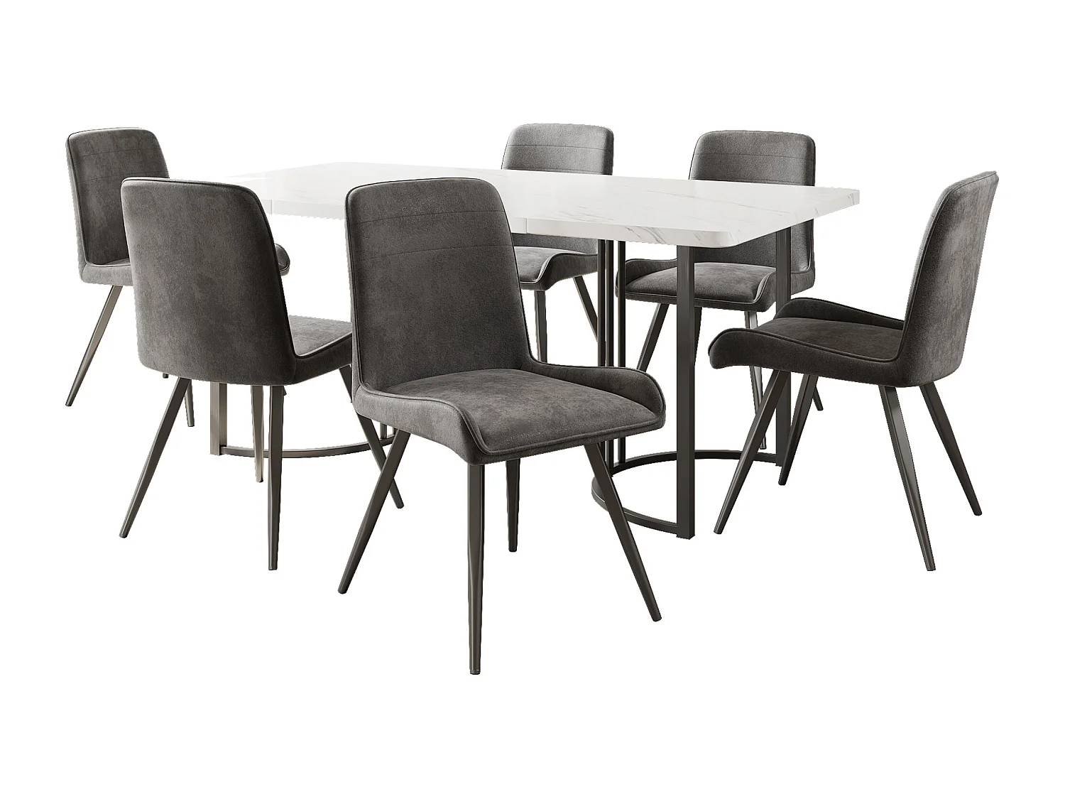 Chaise Salle à Manger, 6 Pièces, Pieds En Métal, Gris Foncé