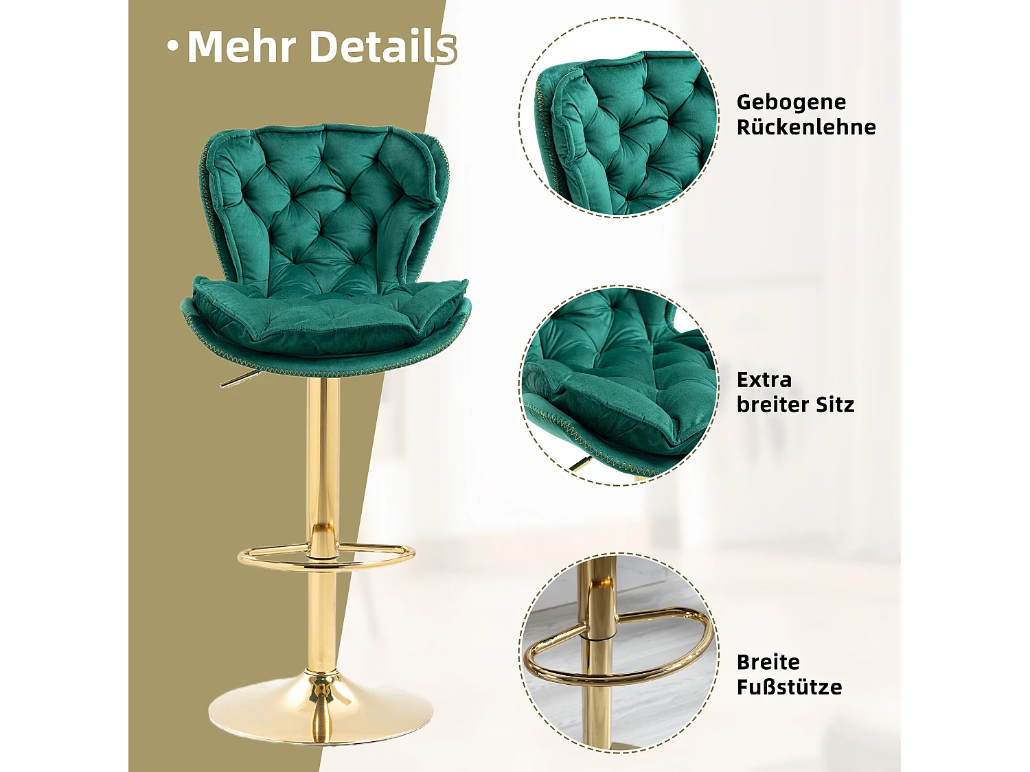 Teddy make-up stoel, metalen poten, elegant comfort