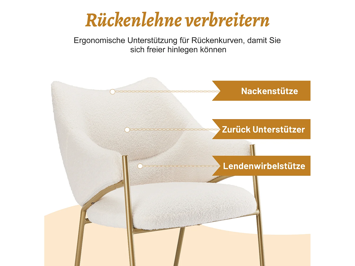 Chaise salle à manger velours sherpa avec accoudoirs coussin épais confortable polyvalente beige 52x48x84cm lot de 6