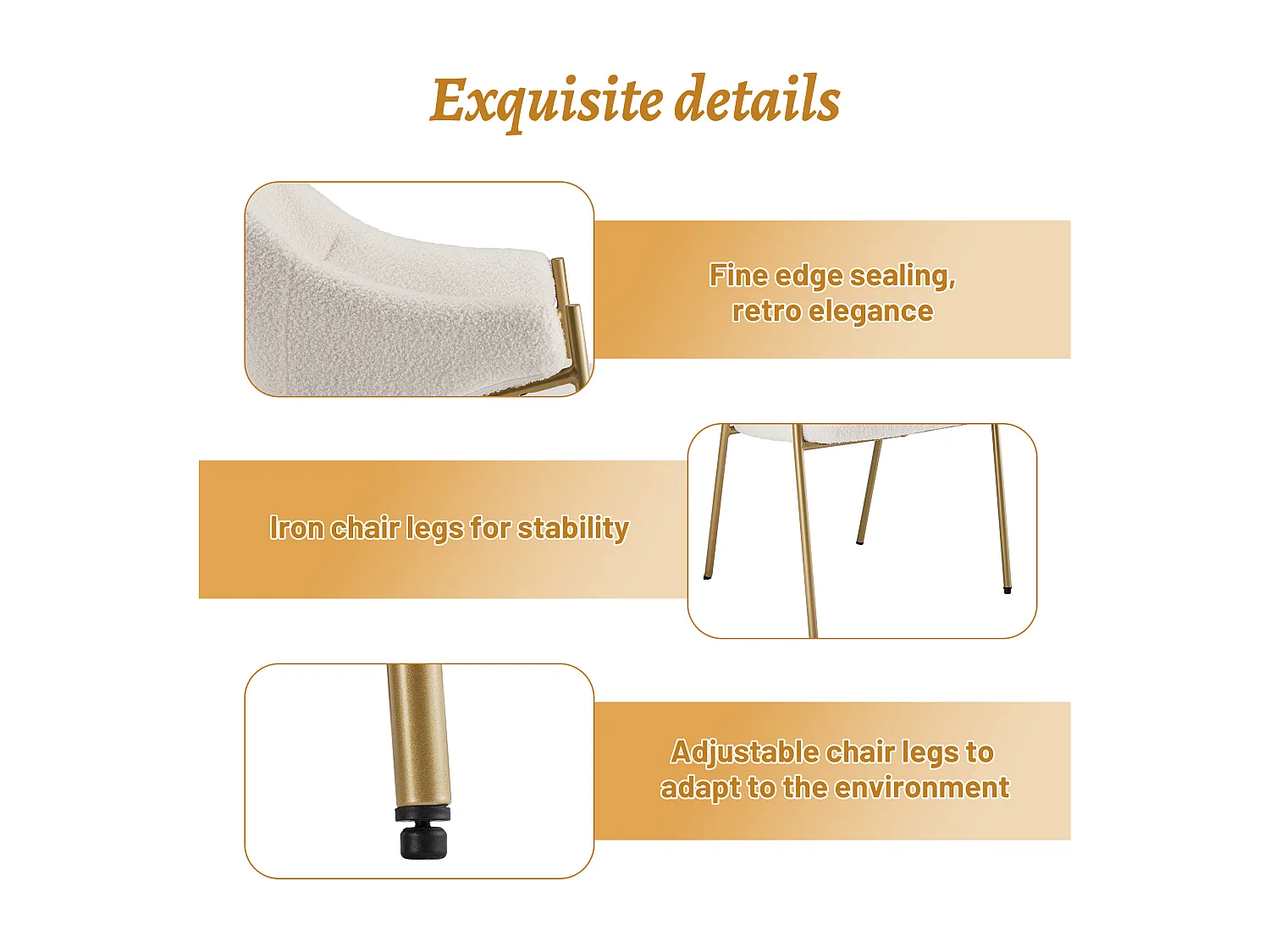 Chaise salle à manger velours sherpa avec accoudoirs coussin épais confortable polyvalente beige 52x48x84cm lot de 6