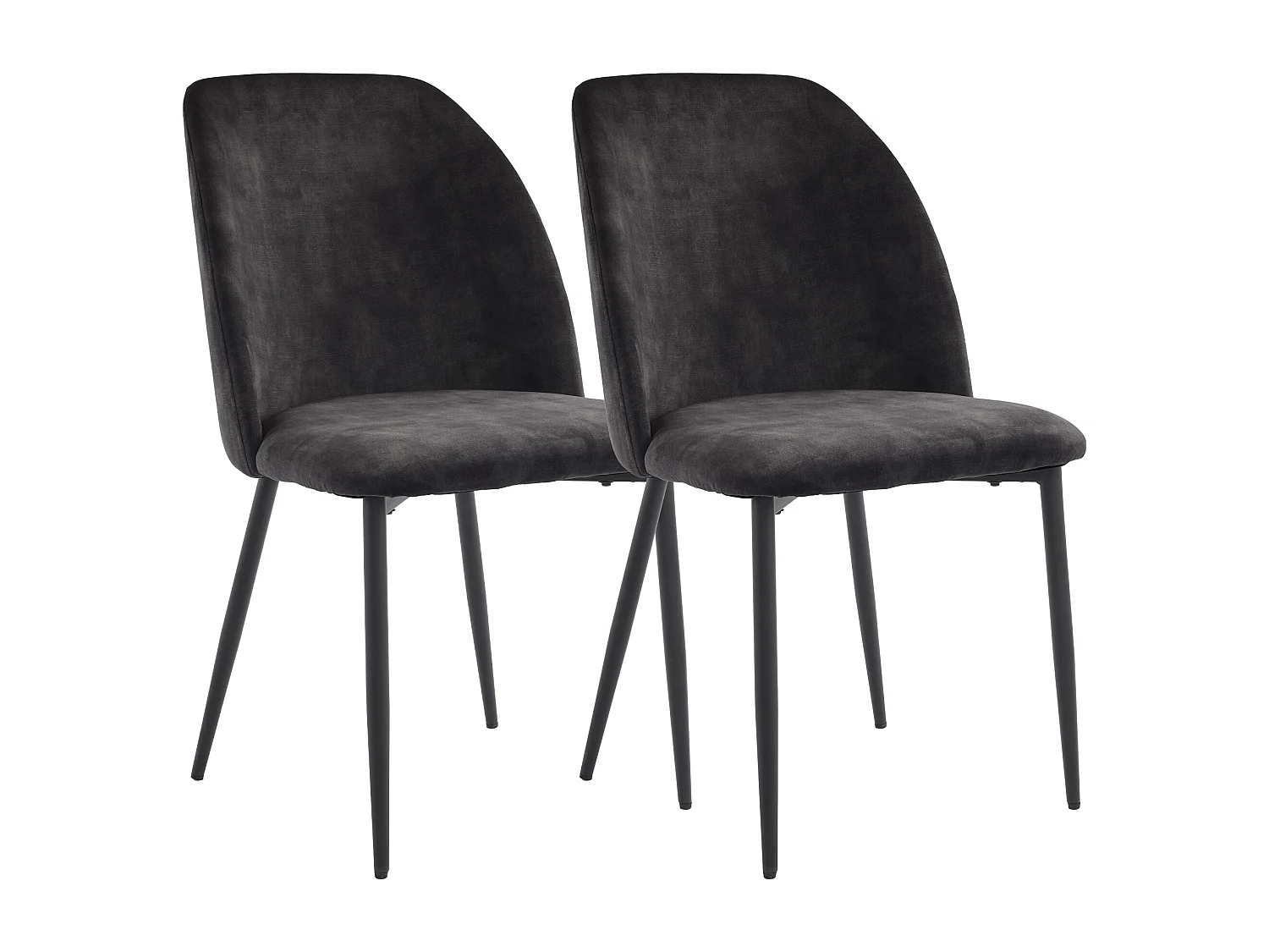 Cadeira de jantar, 2 peças, pernas de metal, cinza escuro