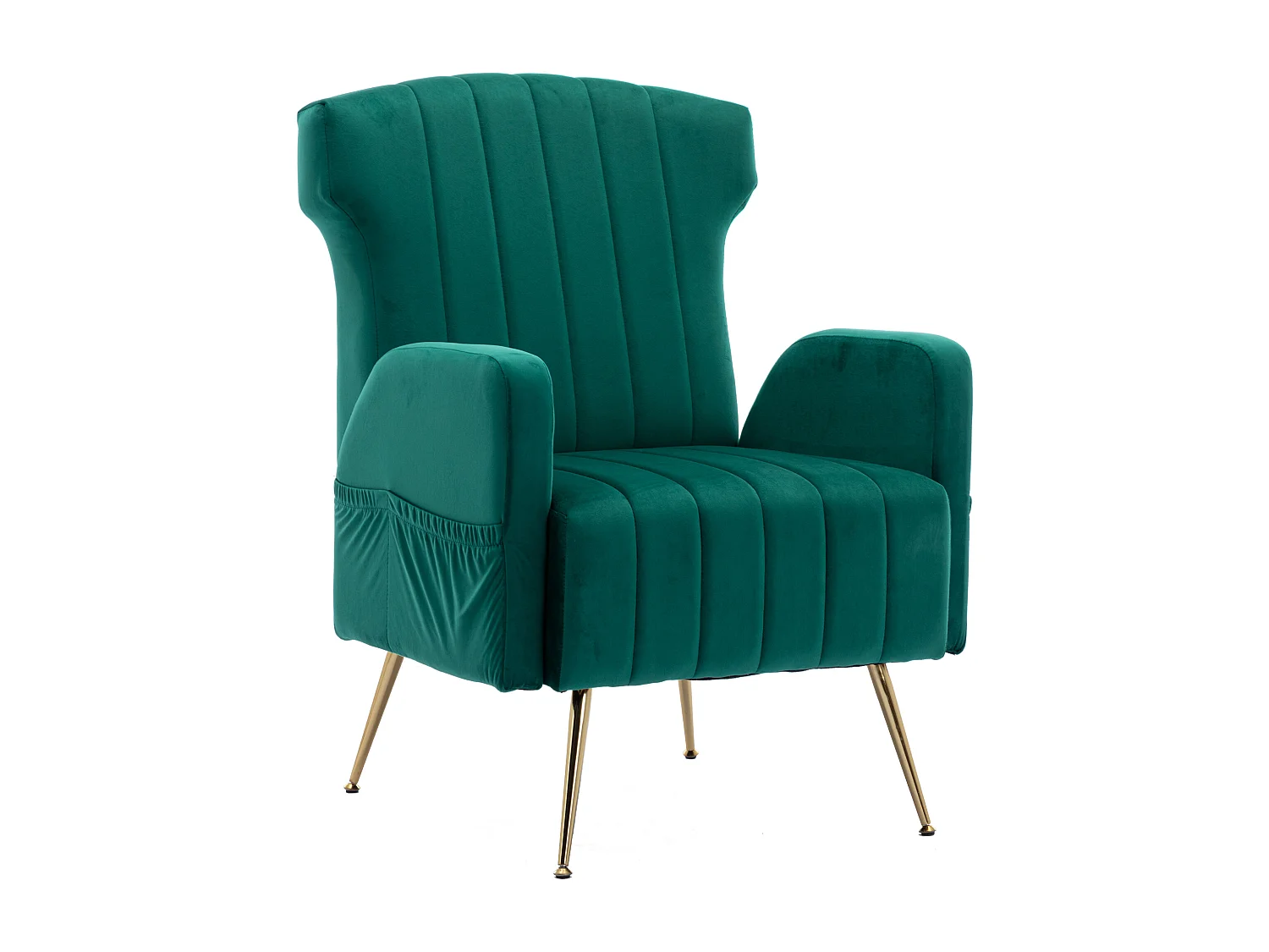 Cadeira decorativa de veludo, pernas de metal dourado, poltrona confortável, encosto alto