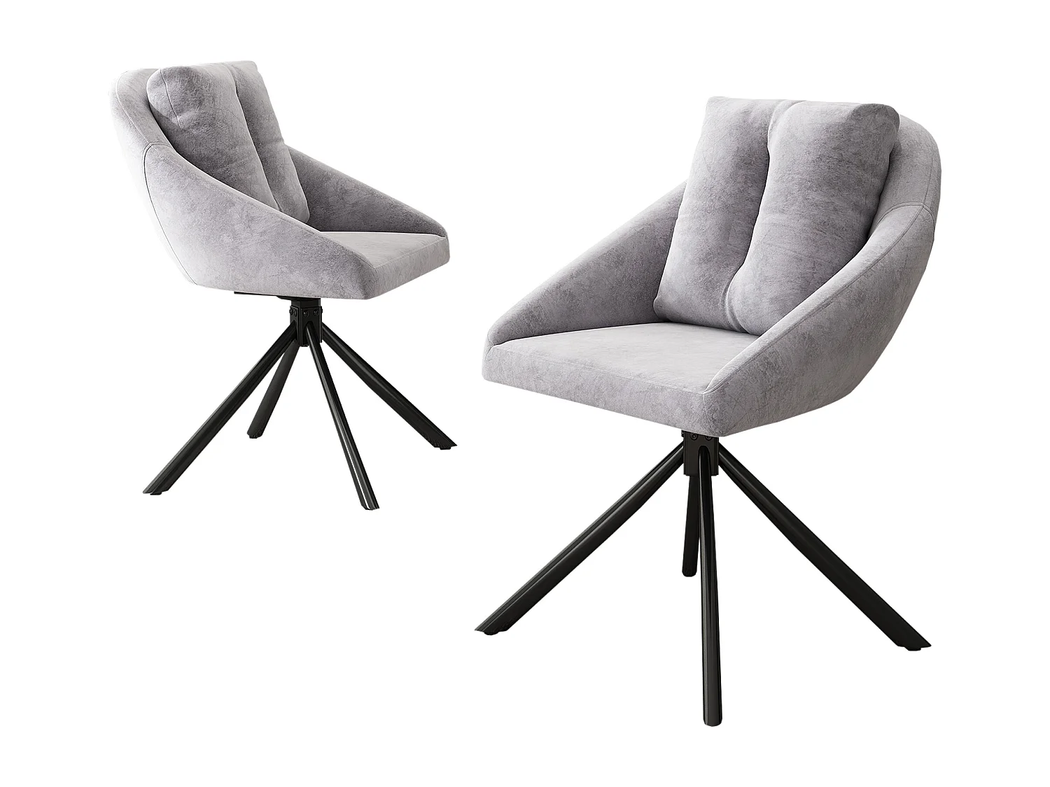 Grijze fluwelen draaistoel comfortabele eetkamerstoel modern ergonomisch design metaal