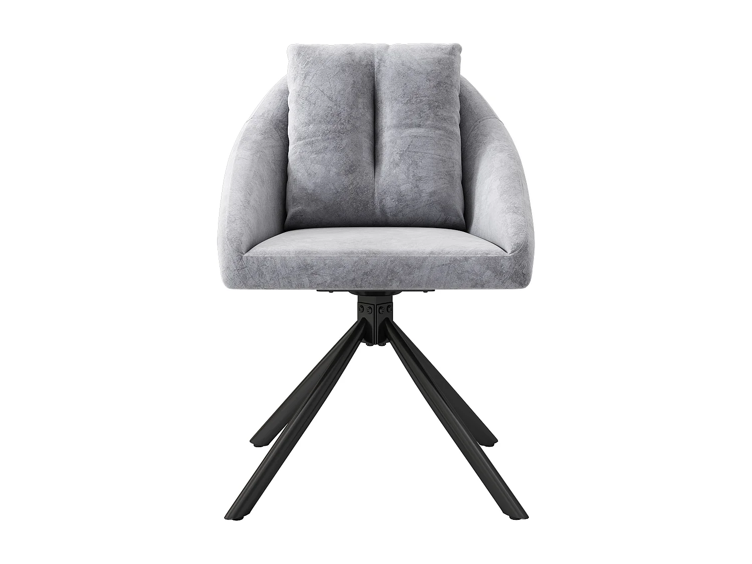 Grijze fluwelen draaistoel comfortabele eetkamerstoel modern ergonomisch design metaal