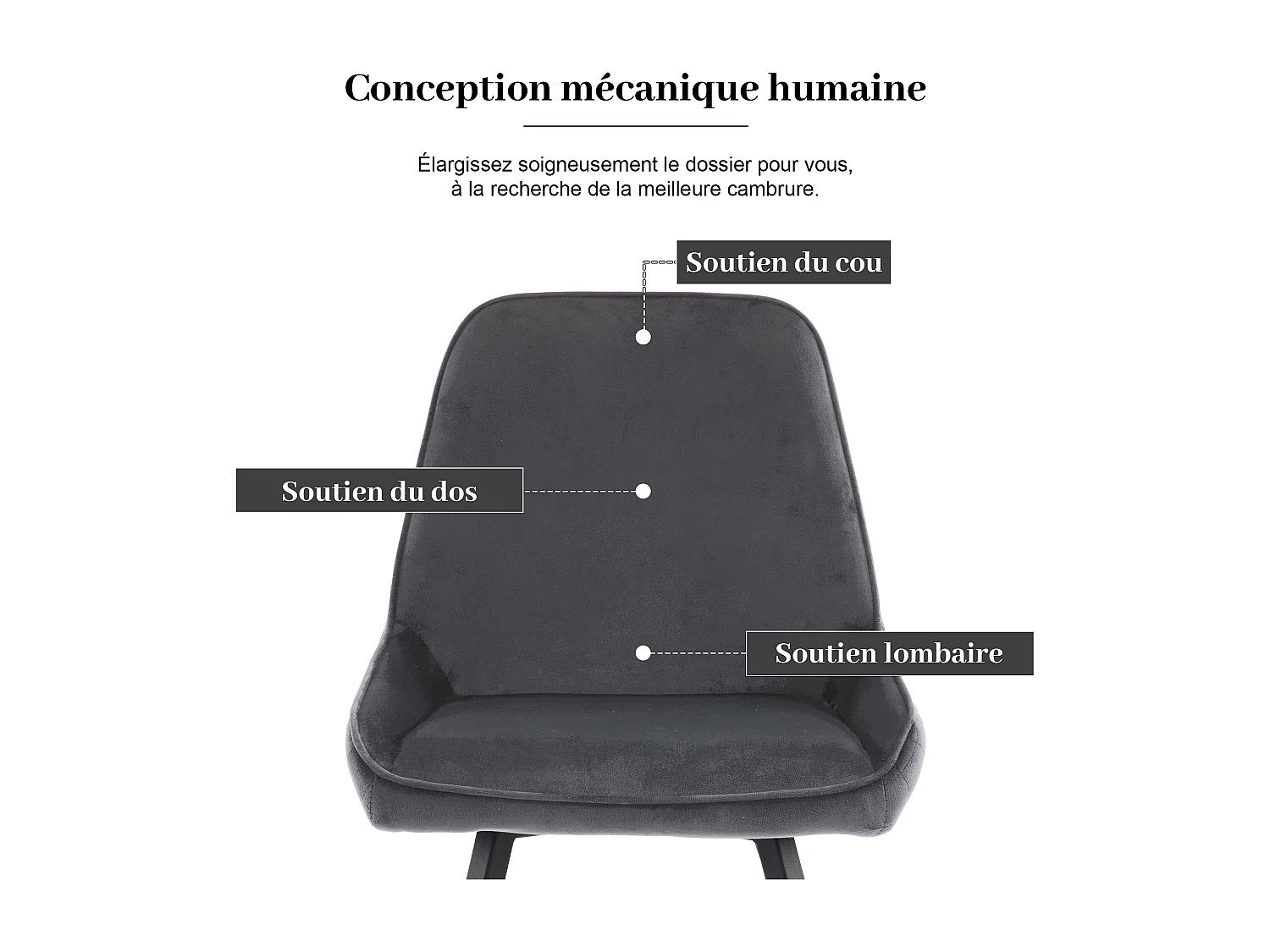 Cadeiras de jantar com encosto (conjunto de 6), cadeira de cozinha, cinza escuro