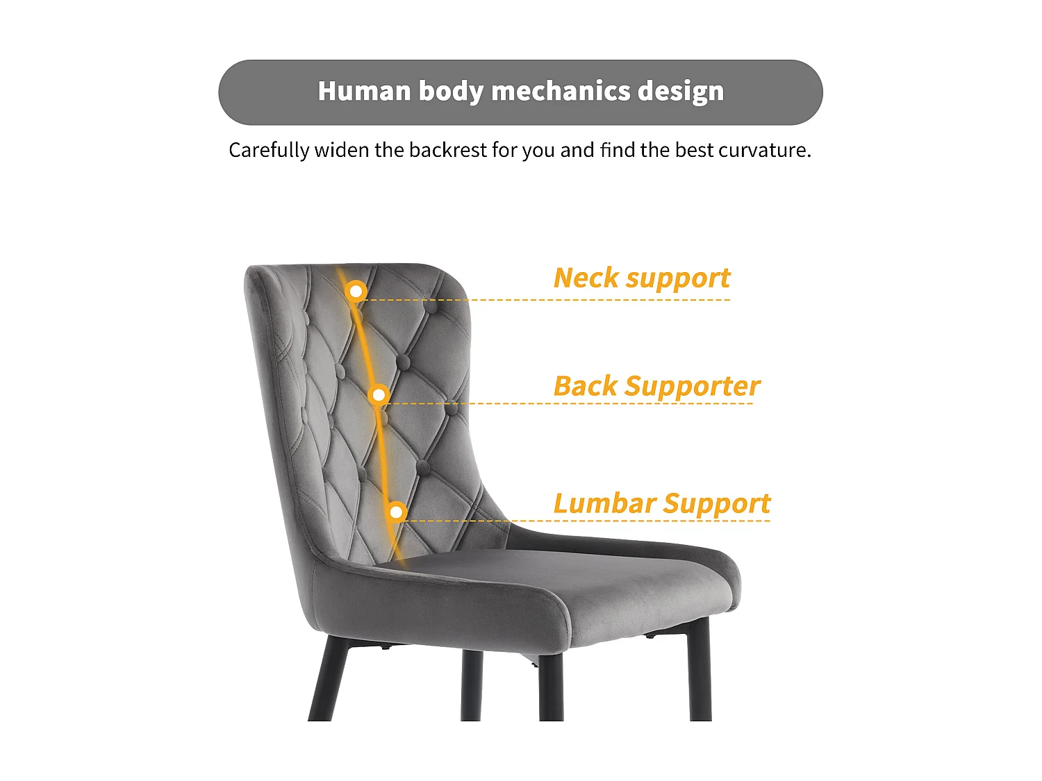 Chaise longue in velluto ergonomica in stile pied-metallo moderna per sala da pranzo 50×45×86 cm lotto di 2