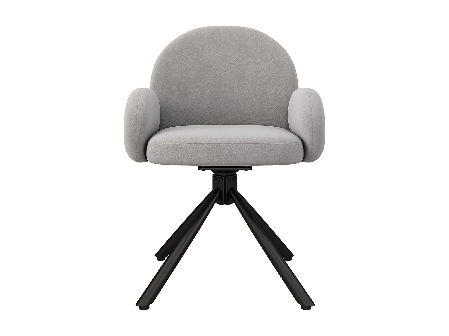 Conjunto de 4 cadeiras de jantar giratórias de veludo com braços, cinza