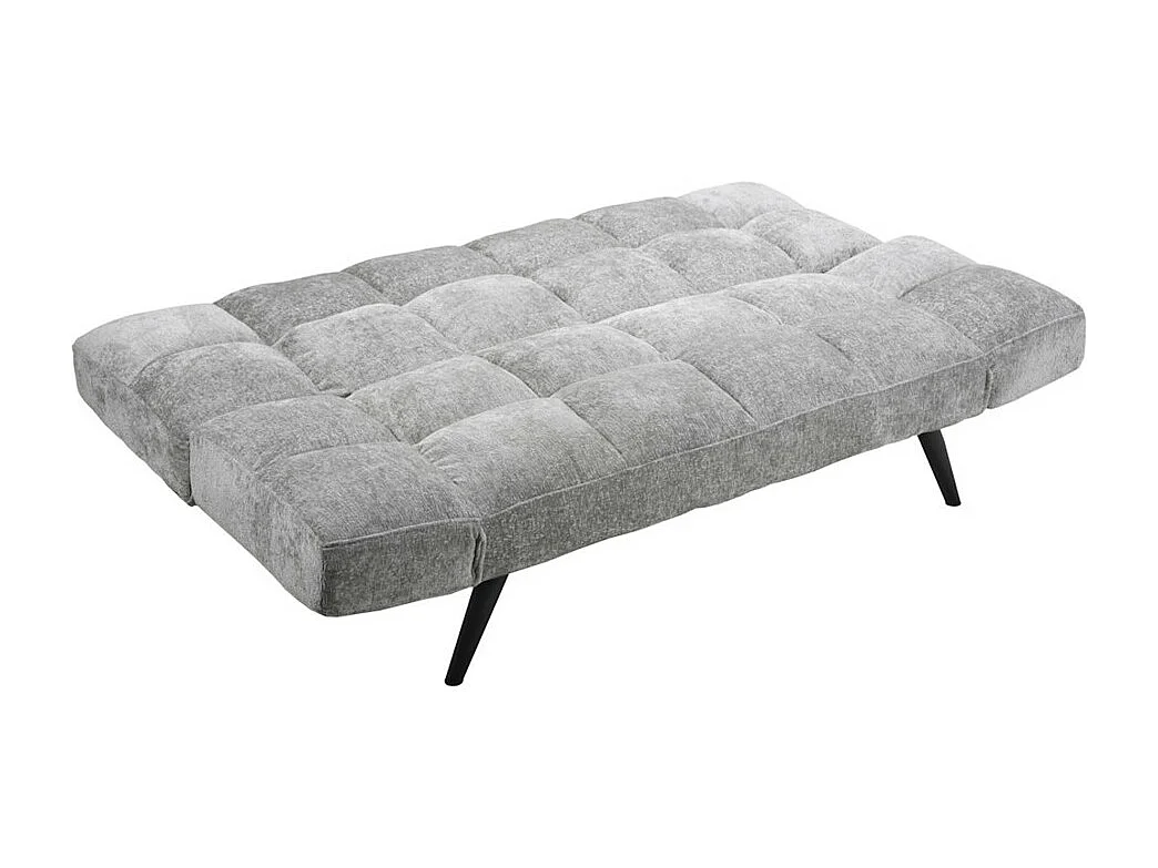 Sofá cama click-clack de 45-86x81-181x111-181 cm de tela en color gris y patas negras Beka