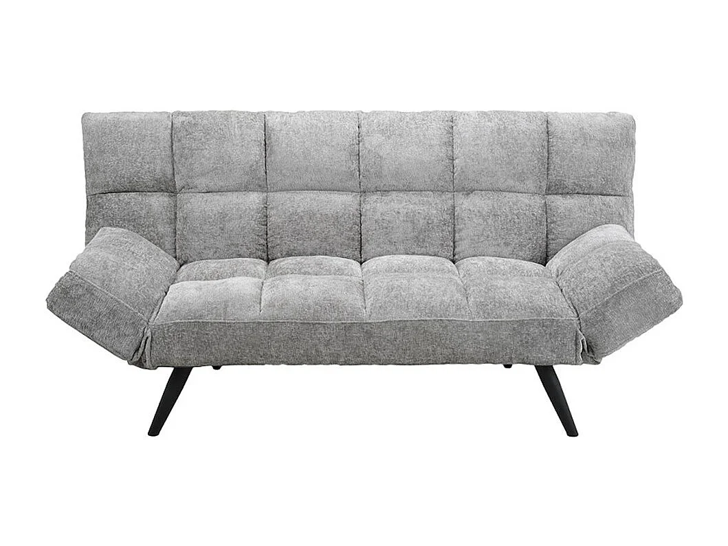 Sofá cama click-clack de 45-86x81-181x111-181 cm de tela en color gris y patas negras Beka