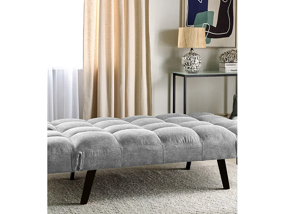 Sofá cama click-clack de 45-86x81-181x111-181 cm de tela en color gris y patas negras Beka
