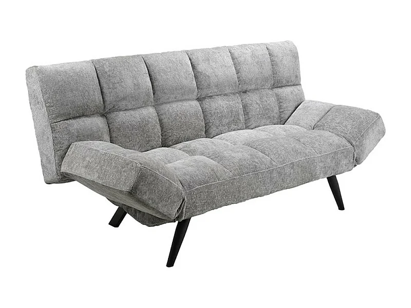 Sofá cama click-clack de 45-86x81-181x111-181 cm de tela en color gris y patas negras Beka