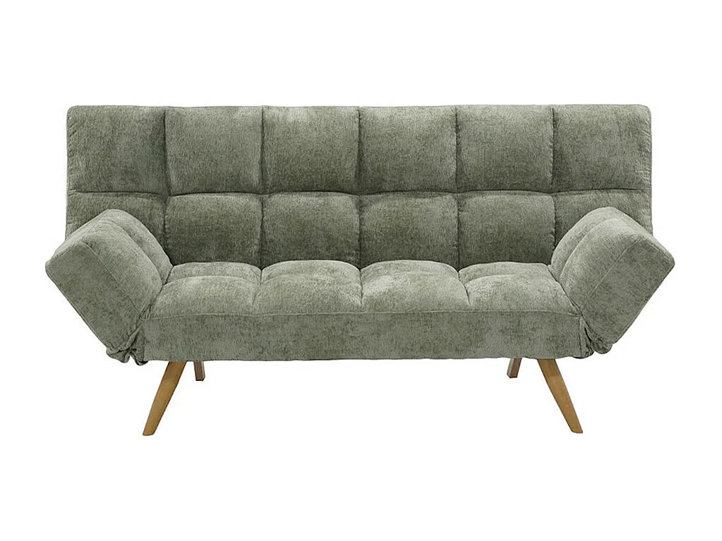 Sofá cama click-clack de 45-86x81-181x111-181 cm de tela en color verde y patas beige Beka