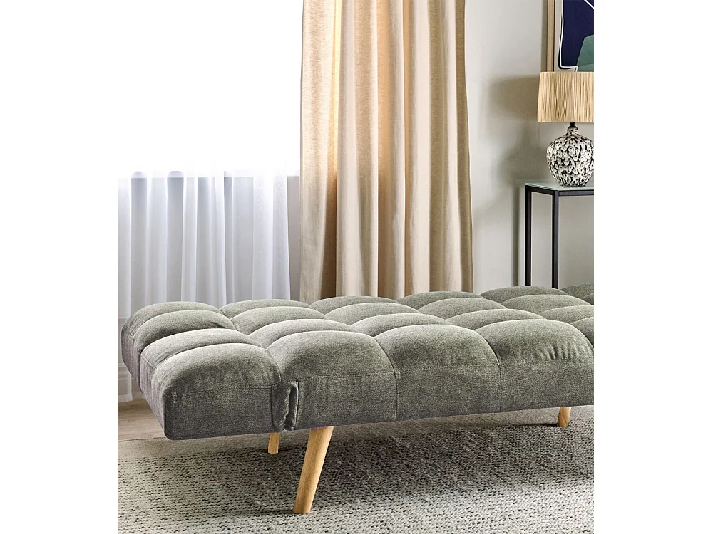 Sofá cama click-clack de 45-86x81-181x111-181 cm de tela en color verde y patas beige Beka