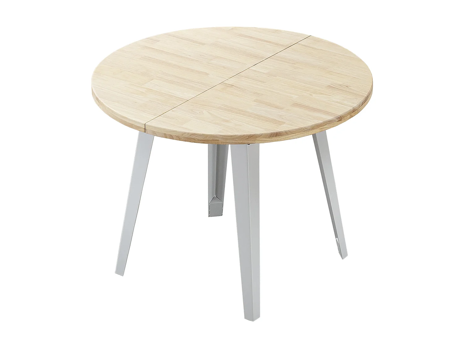 Mesa redonda extensible de 74x100-140-180x100 cm con sobre de roble y patas blancas Bergi