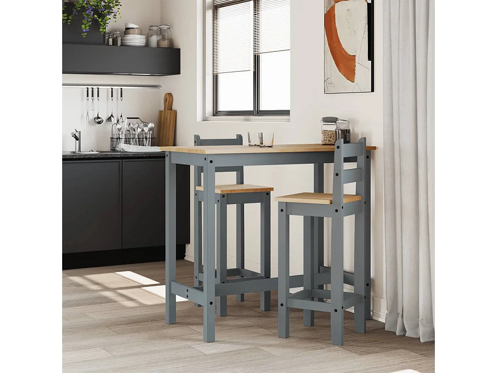 Chaises de bar lot de 2 gris bois de pin solide FR827410