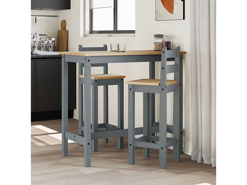 Barstoelen 2 st massief grenenhout grijs BE894694