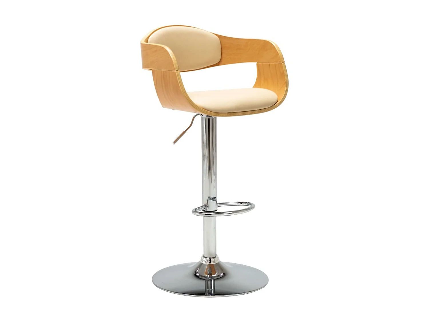 Bancos de bar 2 pcs madeira curvada e couro artificial creme PT528390