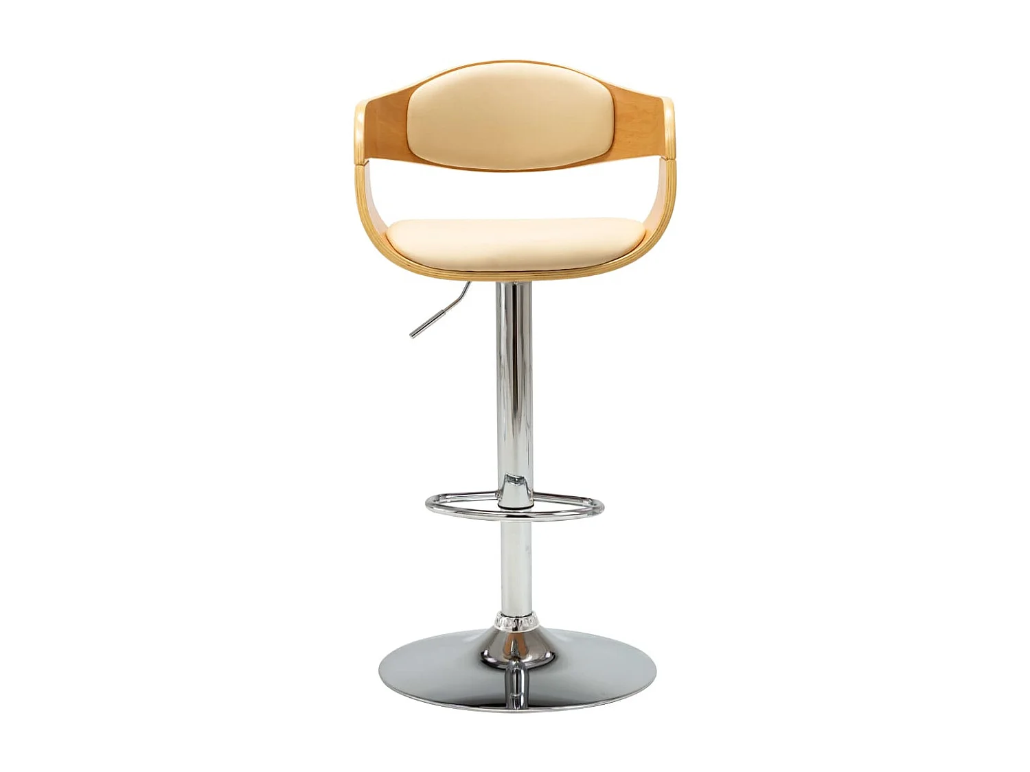 Bancos de bar 2 pcs madeira curvada e couro artificial creme PT528390