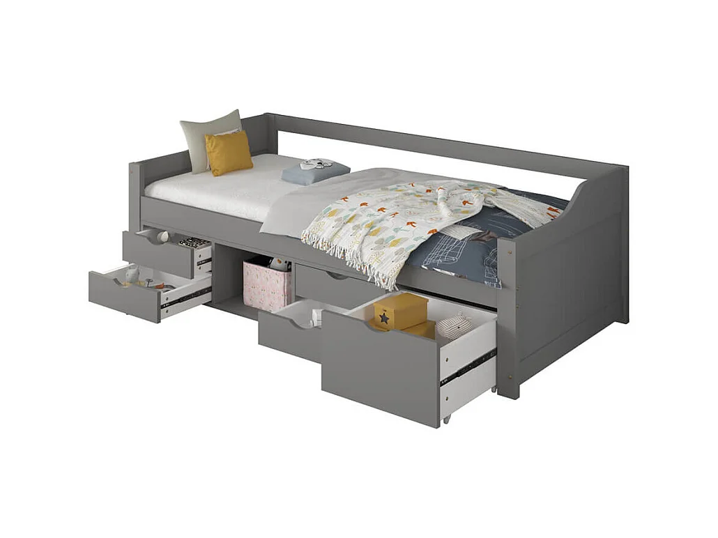 Home Deluxe - Lit d'enfant COSMOS - 90 x 200 cm, Couleur : Gris