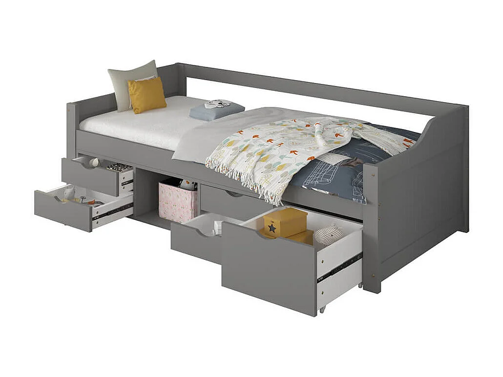 Home Deluxe - Lit d'enfant COSMOS - 90 x 200 cm, Couleur : Gris