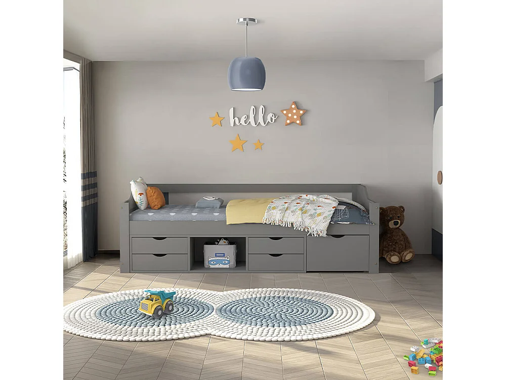 Home Deluxe - Lit d'enfant COSMOS - 90 x 200 cm, Couleur : Gris