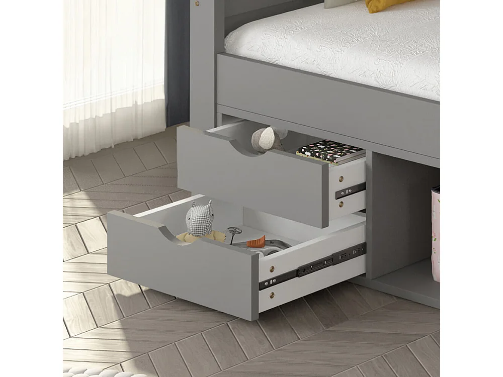 Home Deluxe - Lit d'enfant COSMOS - 90 x 200 cm, Couleur : Gris