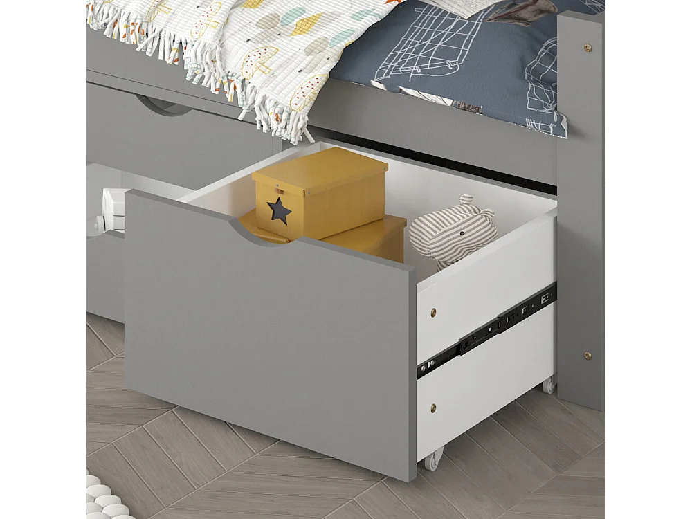 Home Deluxe - Lit d'enfant COSMOS - 90 x 200 cm, Couleur : Gris