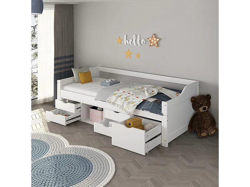 Home Deluxe - Lit d'enfant COSMOS - 90 x 200 cm, couleur : blanc