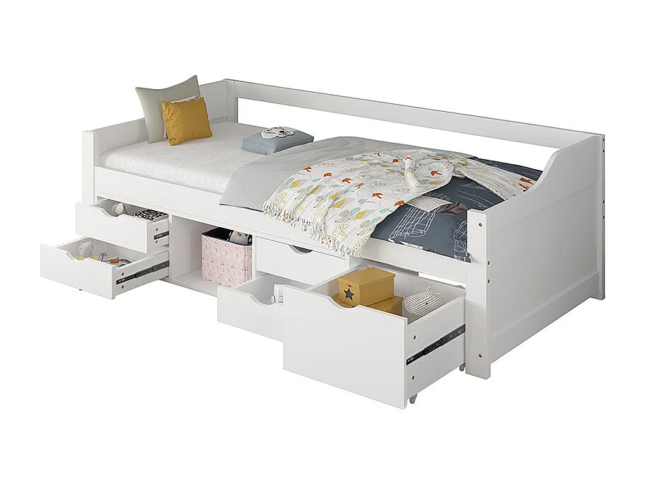 Home Deluxe Lit d'enfant COSMOS avec tiroirs et matelas - 90 x 200 cm Blanc