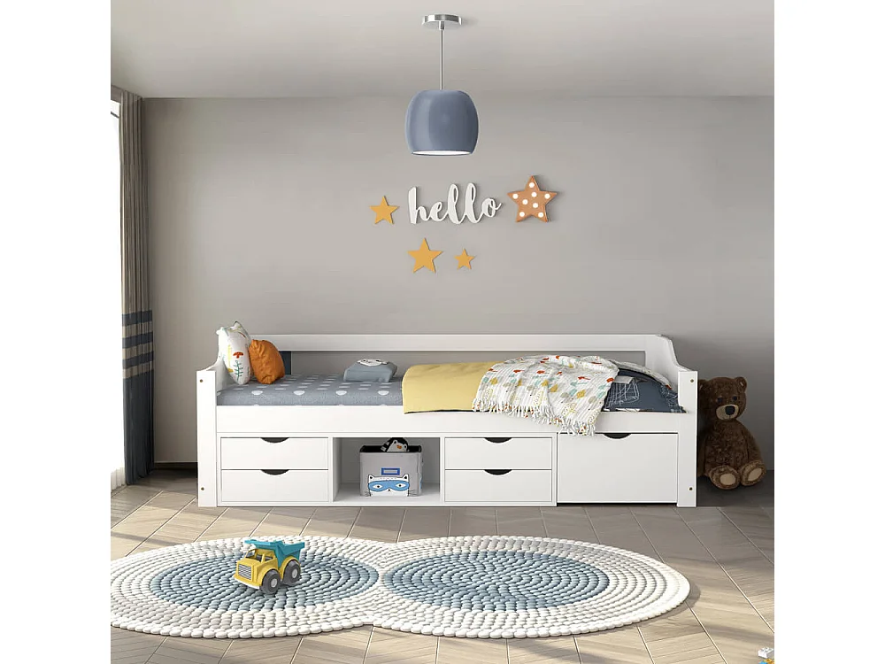 Home Deluxe Lit d'enfant COSMOS avec tiroirs et matelas - 90 x 200 cm Blanc