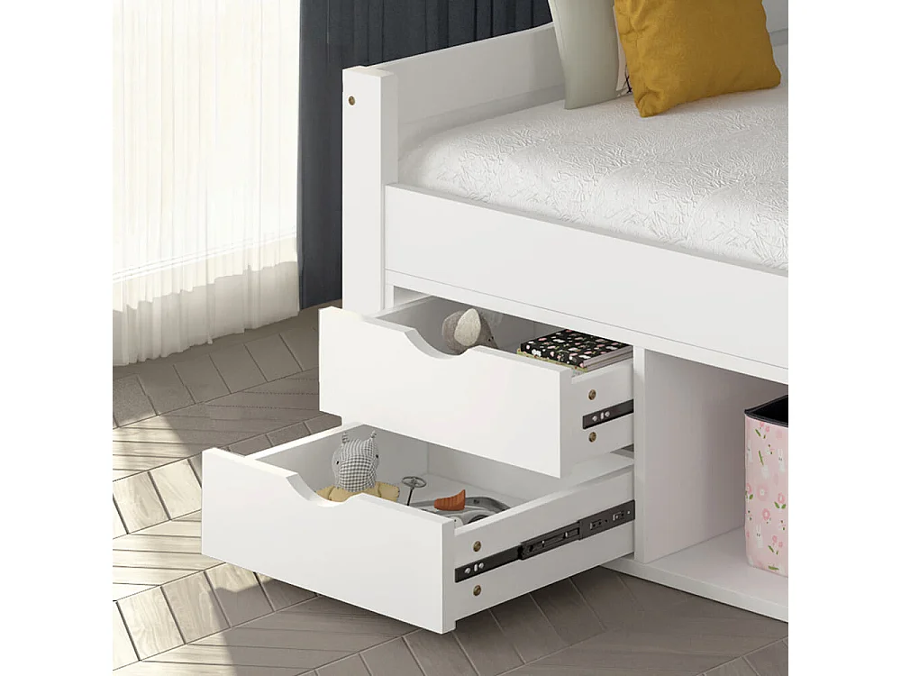 Home Deluxe Lit d'enfant COSMOS avec tiroirs et matelas - 90 x 200 cm Blanc